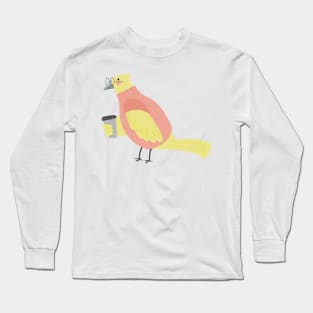 Hipster Bird Drinking Coffee Long Sleeve T-Shirt